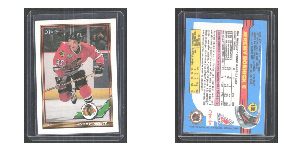 1991 O-Pee-Chee Jeremy Roenick Chicago Blackhawks #106