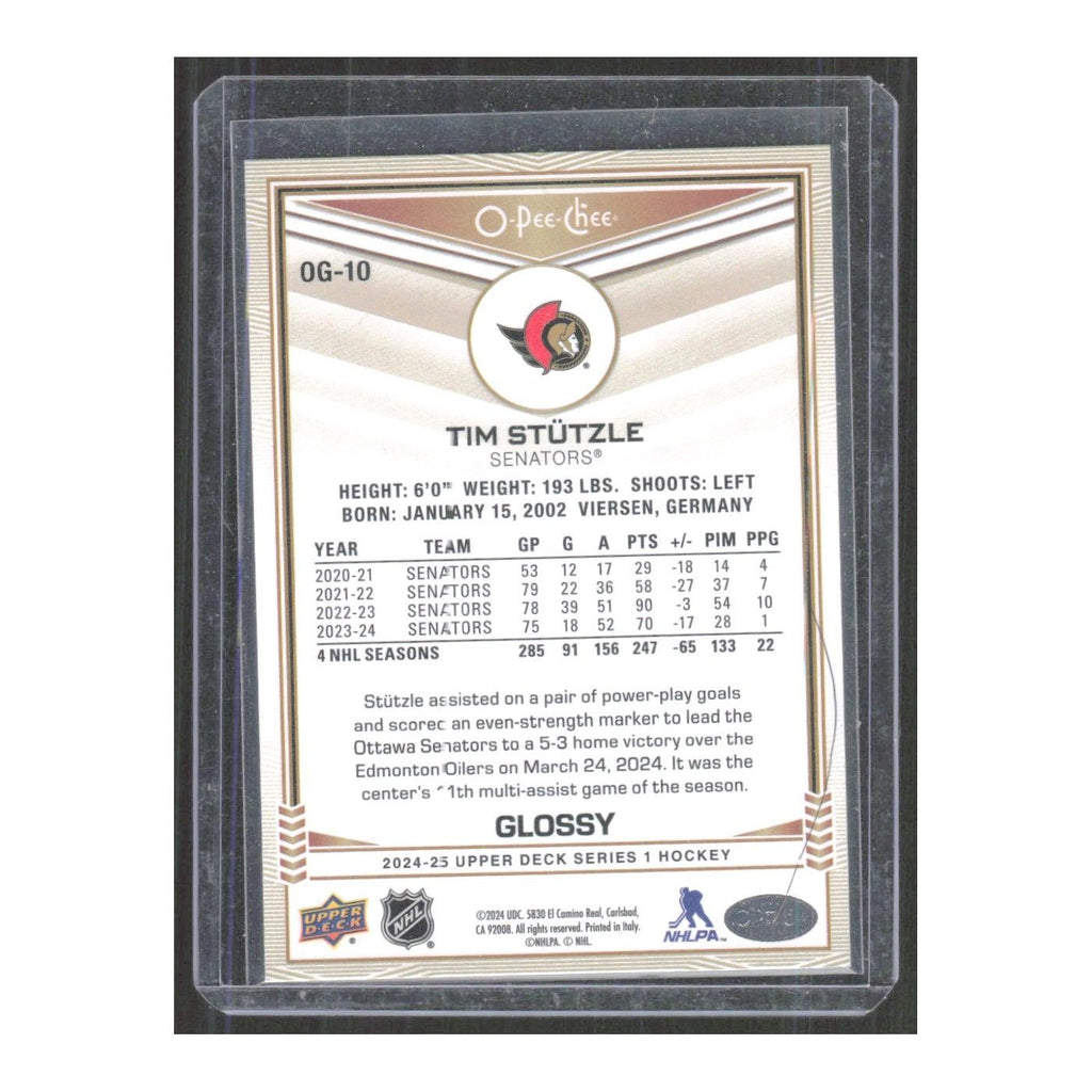 2024 Upper Deck O-Pee-Chee Glossy Tim Stutzle Ottawa Senators #OG-10