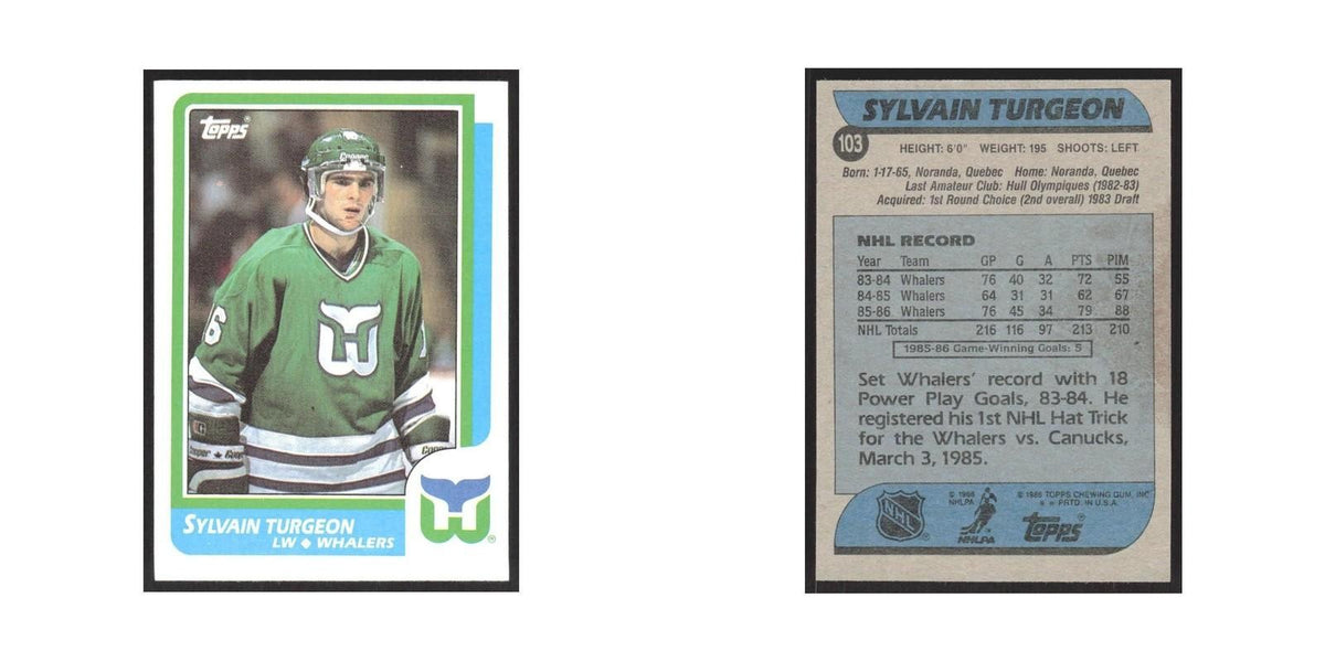 1986 Topps Sylvain Turgeon Hartford Whalers #103