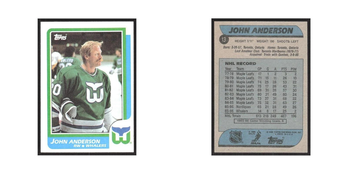 1986 Topps John Anderson Hartford Whalers #13
