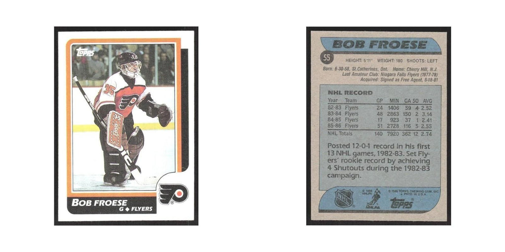 1986 Topps Bob Froese Philadelphia Flyers #55