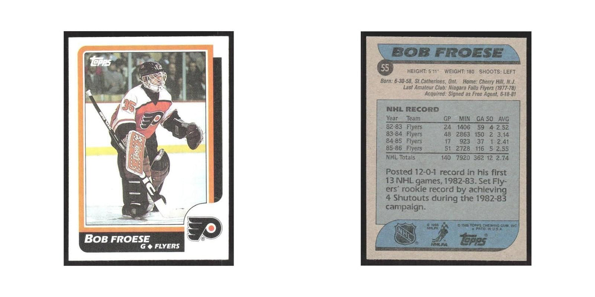 1986 Topps Bob Froese Philadelphia Flyers #55