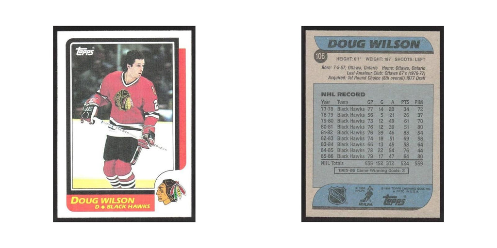 1986 Topps Doug Wilson Chicago Blackhawks #106