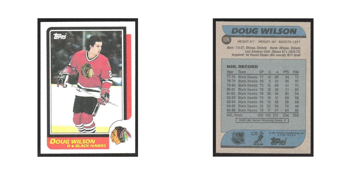 1986 Topps Doug Wilson Chicago Blackhawks #106