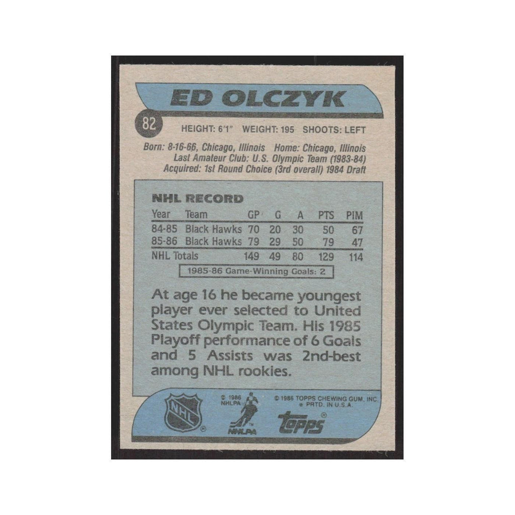 1986 Topps Ed Olczyk Chicago Blackhawks #82