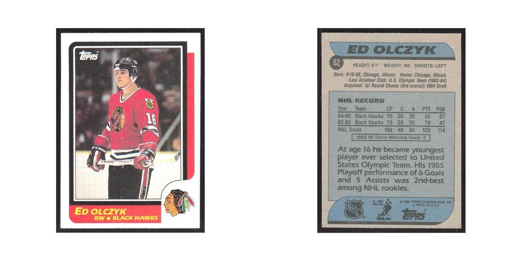 1986 Topps Ed Olczyk Chicago Blackhawks #82