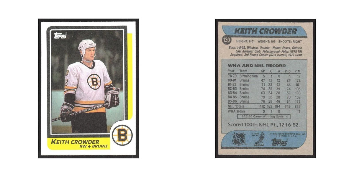 1986 Topps Keith Crowder Boston Bruins #130