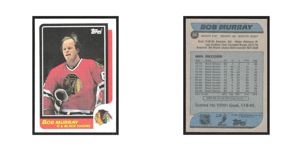 1986 Topps Bob Murray Chicago Blackhawks #64