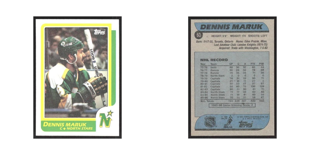 1986 Topps Dennis Maruk Minnesota North Stars #60