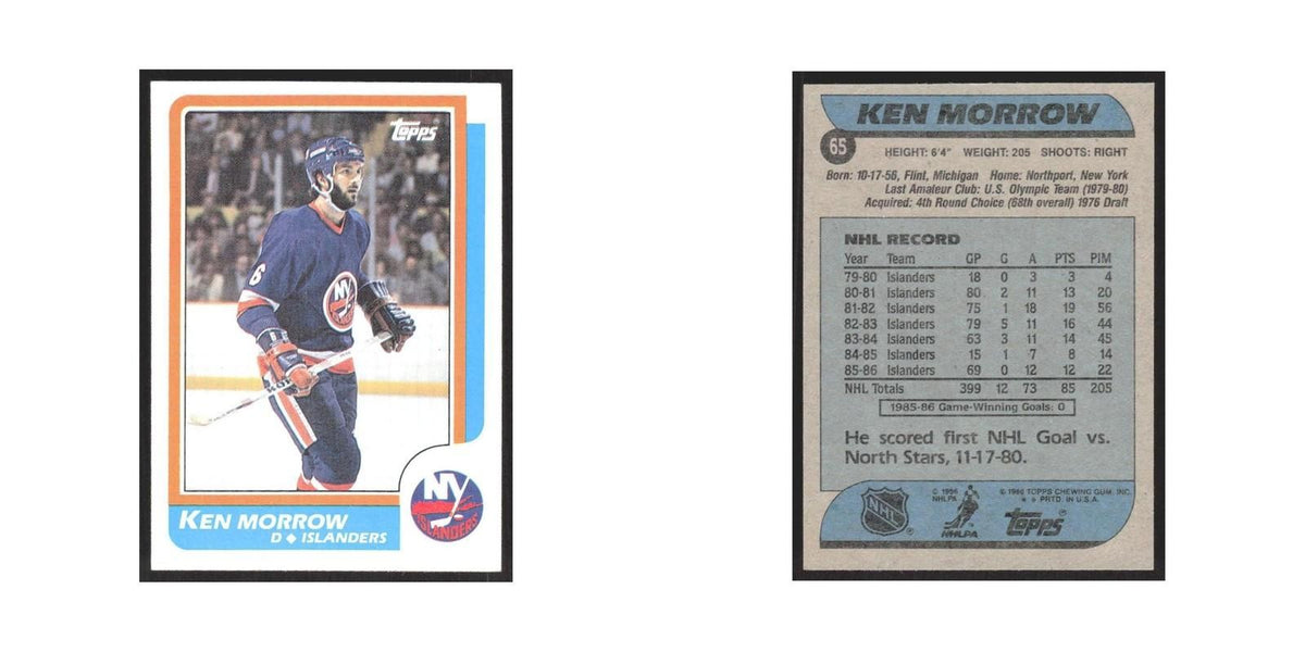 1986 Topps Ken Morrow New York Islanders #65