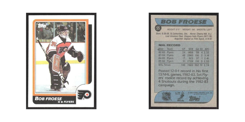 1986 Topps Bob Froese Philadelphia Flyers #55