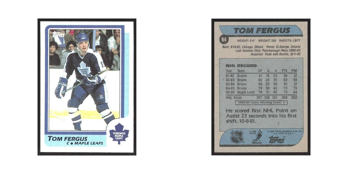 1986 Topps Tom Fergus Toronto Maple Leafs #84