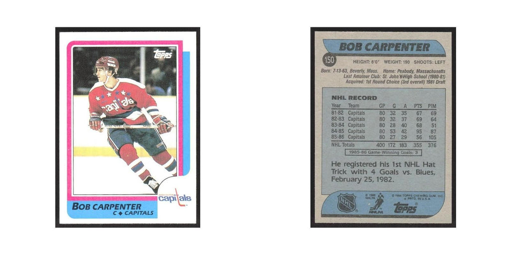 1986 Topps Bob Carpenter Washington Capitals #150