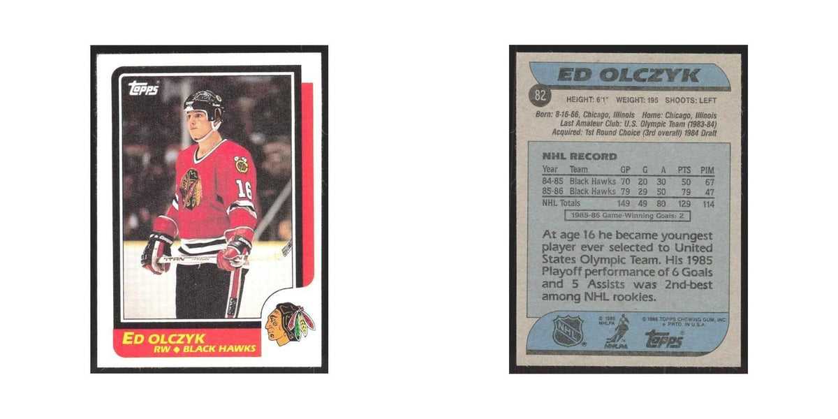 1986 Topps Ed Olczyk Chicago Blackhawks #82