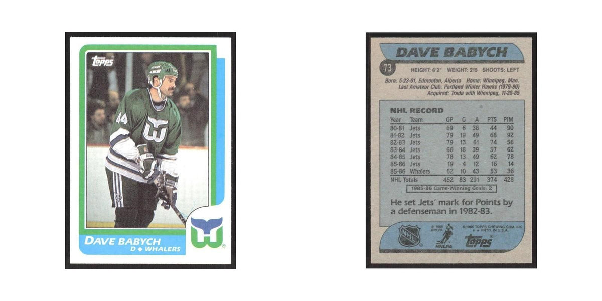 1986 Topps Dave Babych Hartford Whalers #73