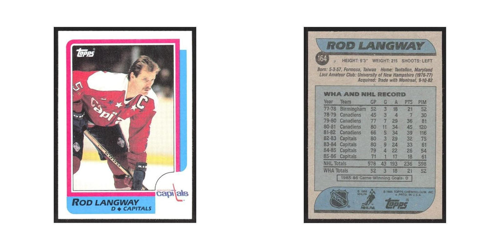 1986 Topps Rod Langway Washington Capitals #164