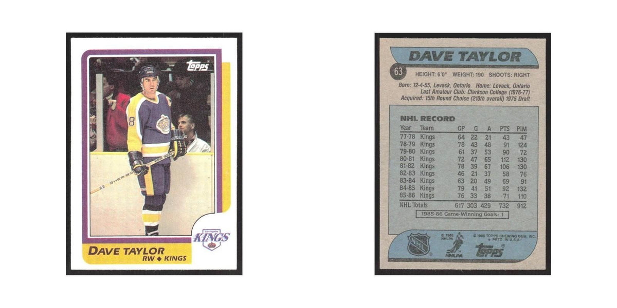 1986 Topps Dave Taylor Los Angeles Kings #63