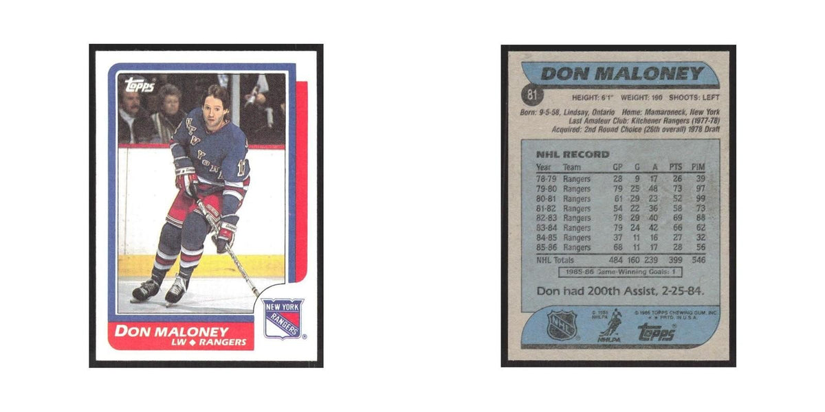 1986 Topps Don Maloney New York Rangers #81