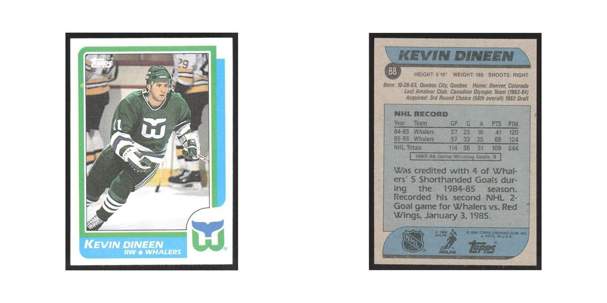 1986 Topps Kevin Dineen Hartford Whalers #88