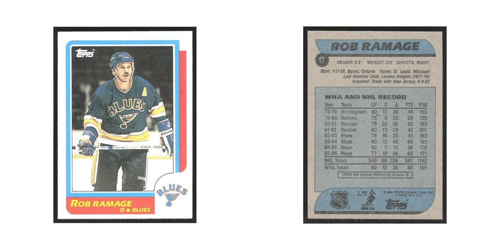 1986 Topps Rob Ramage St. Louis Blues #17