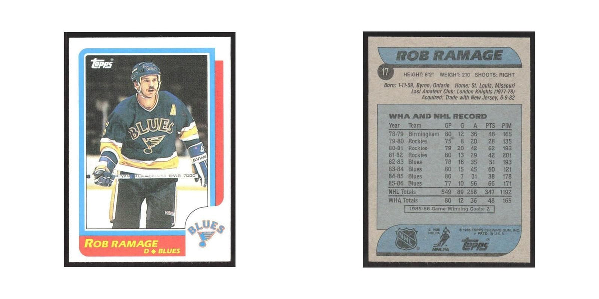 1986 Topps Rob Ramage St. Louis Blues #17