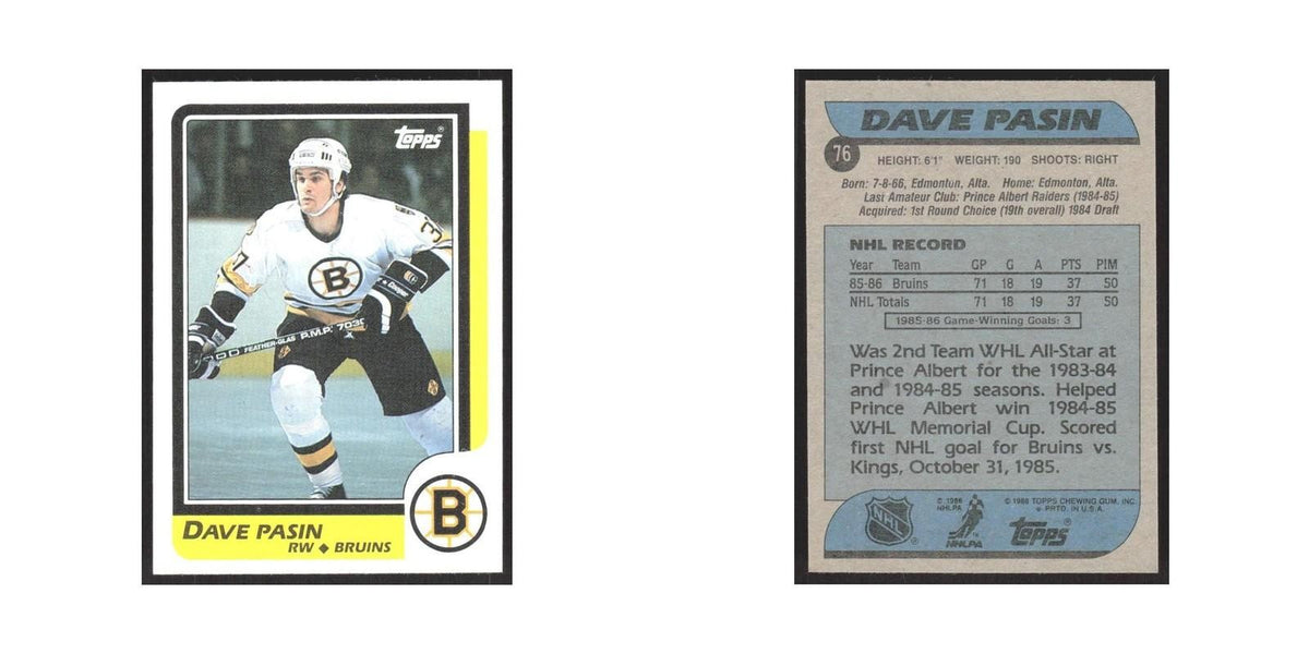 1986 Topps Dave Pasin RC Boston Bruins #76
