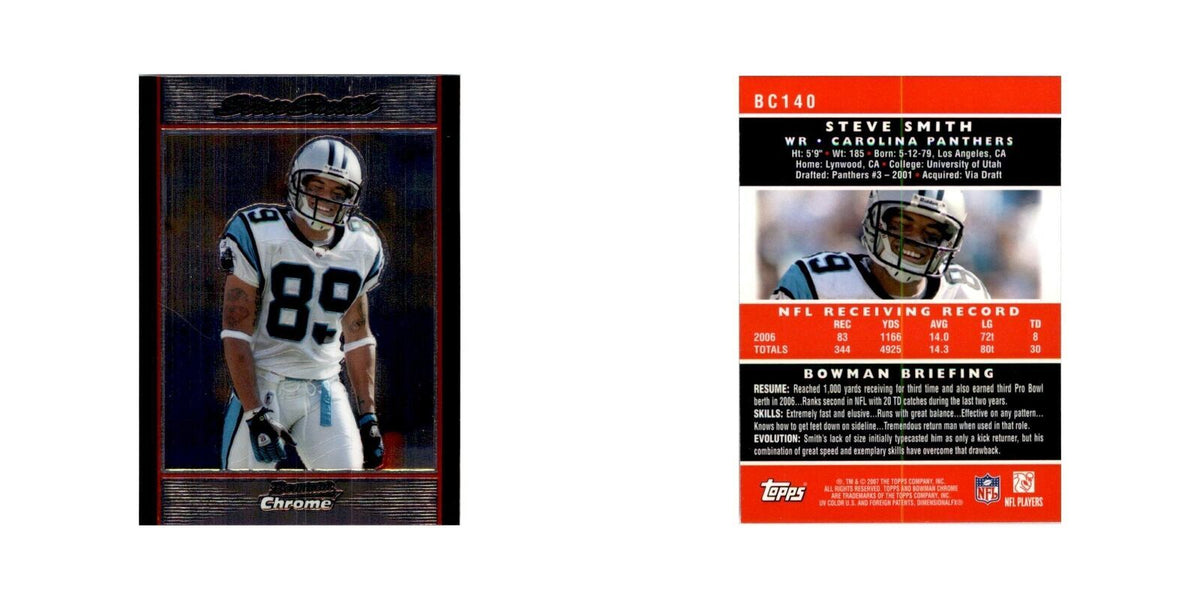 2007 Bowman Chrome Steve Smith Football Cards #140