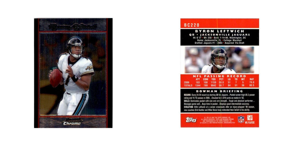 2007 Bowman Chrome Byron Leftwich Football Cards #220