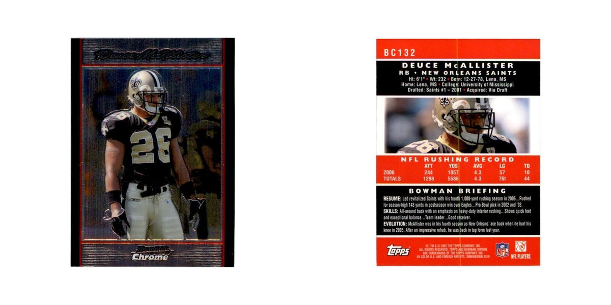 2007 Bowman Chrome Deuce McAllister Football Cards #132