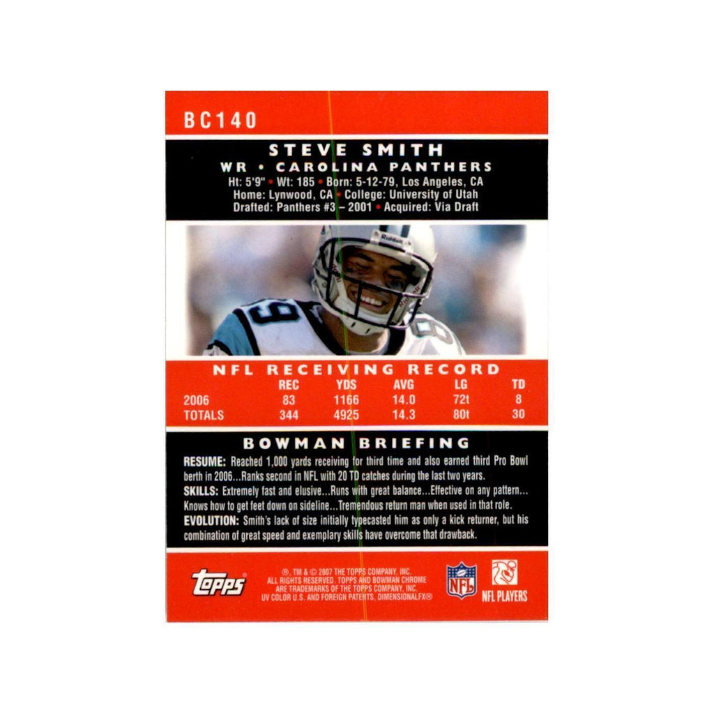 2007 Bowman Chrome Steve Smith Football Cards #140