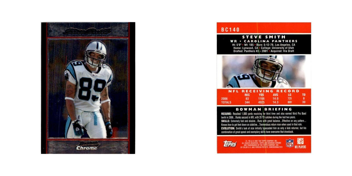 2007 Bowman Chrome Steve Smith Football Cards #140