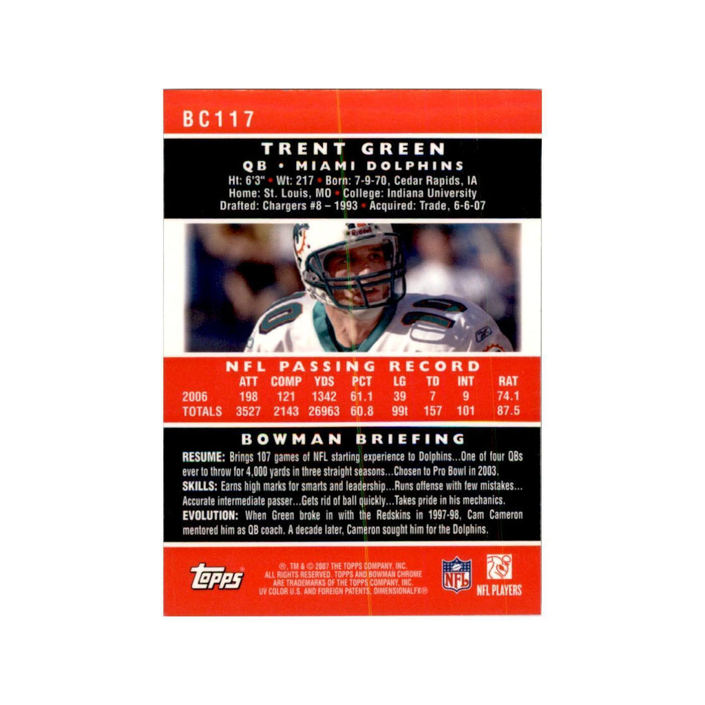 2007 Bowman Chrome Trent Green Football Cards #BC117