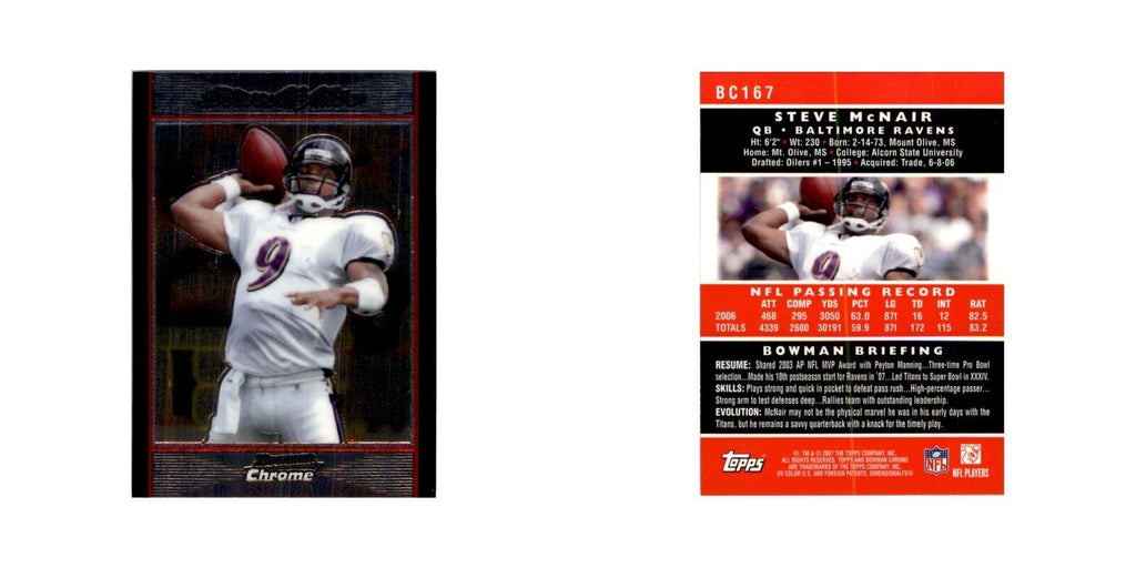 2007 Bowman Chrome Steve McNair Football Cards #167