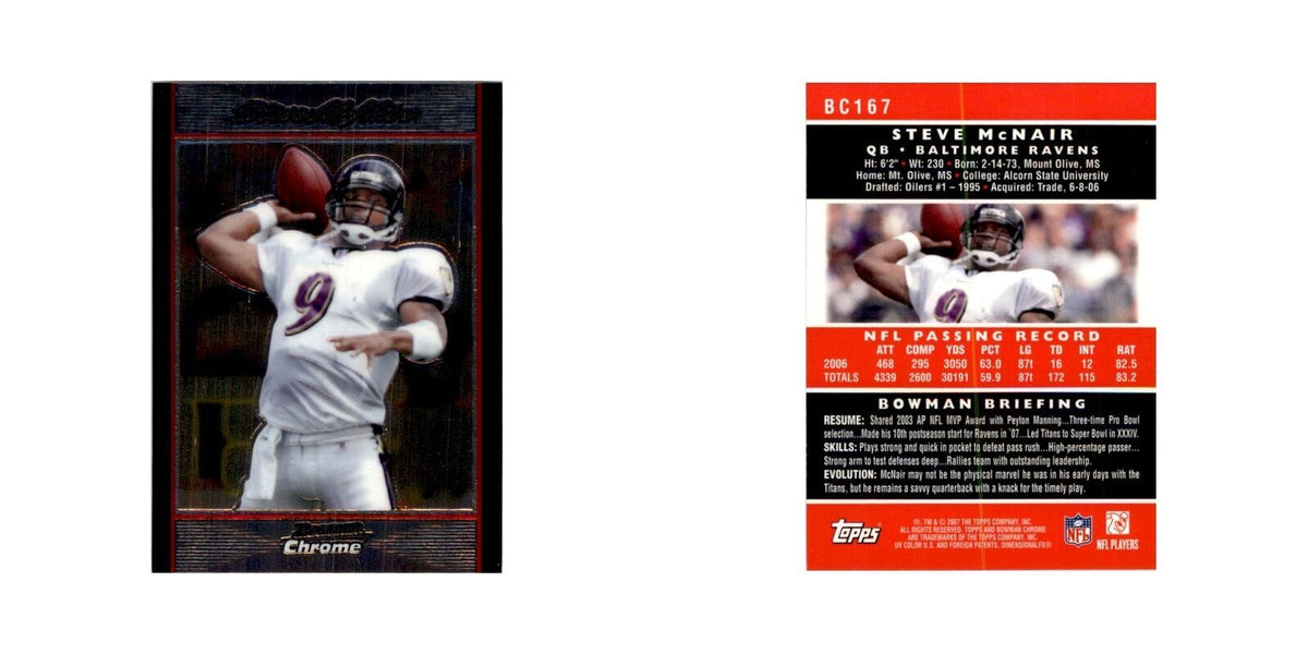 2007 Bowman Chrome Steve McNair Football Cards #167
