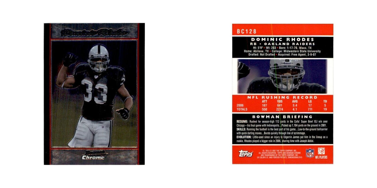 2007 Bowman Chrome Dominic Rhodes Football Cards #128