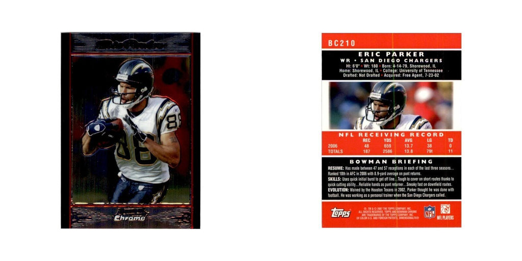 2007 Bowman Chrome Eric Parker Football Cards #210