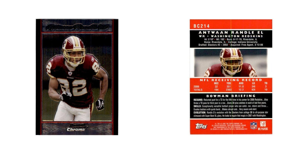 2007 Bowman Chrome Antwaan Randle El Football Cards #214