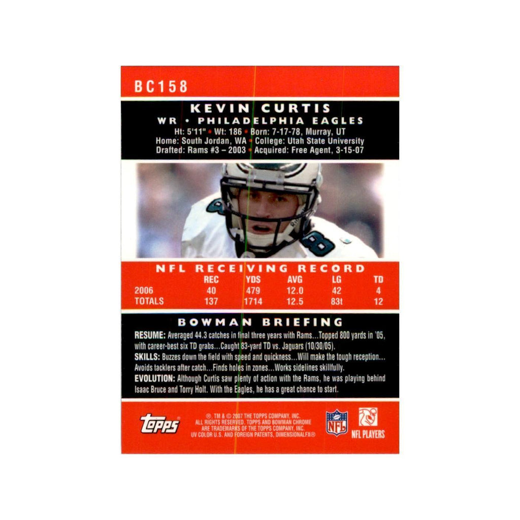 2007 Bowman Chrome Kevin Curtis Football Cards #158