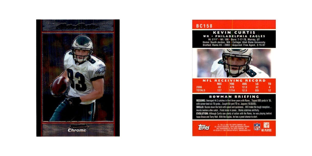 2007 Bowman Chrome Kevin Curtis Football Cards #158