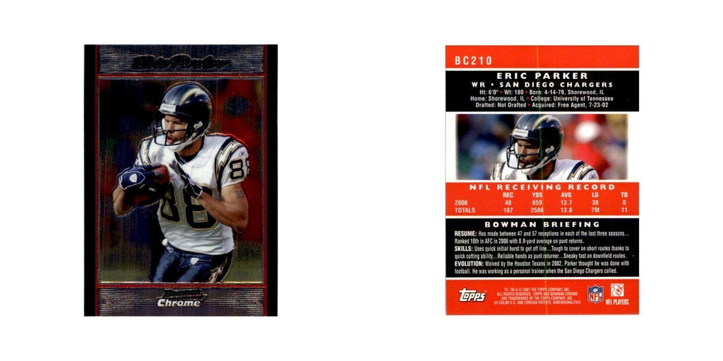 2007 Bowman Chrome Eric Parker Football Cards #210