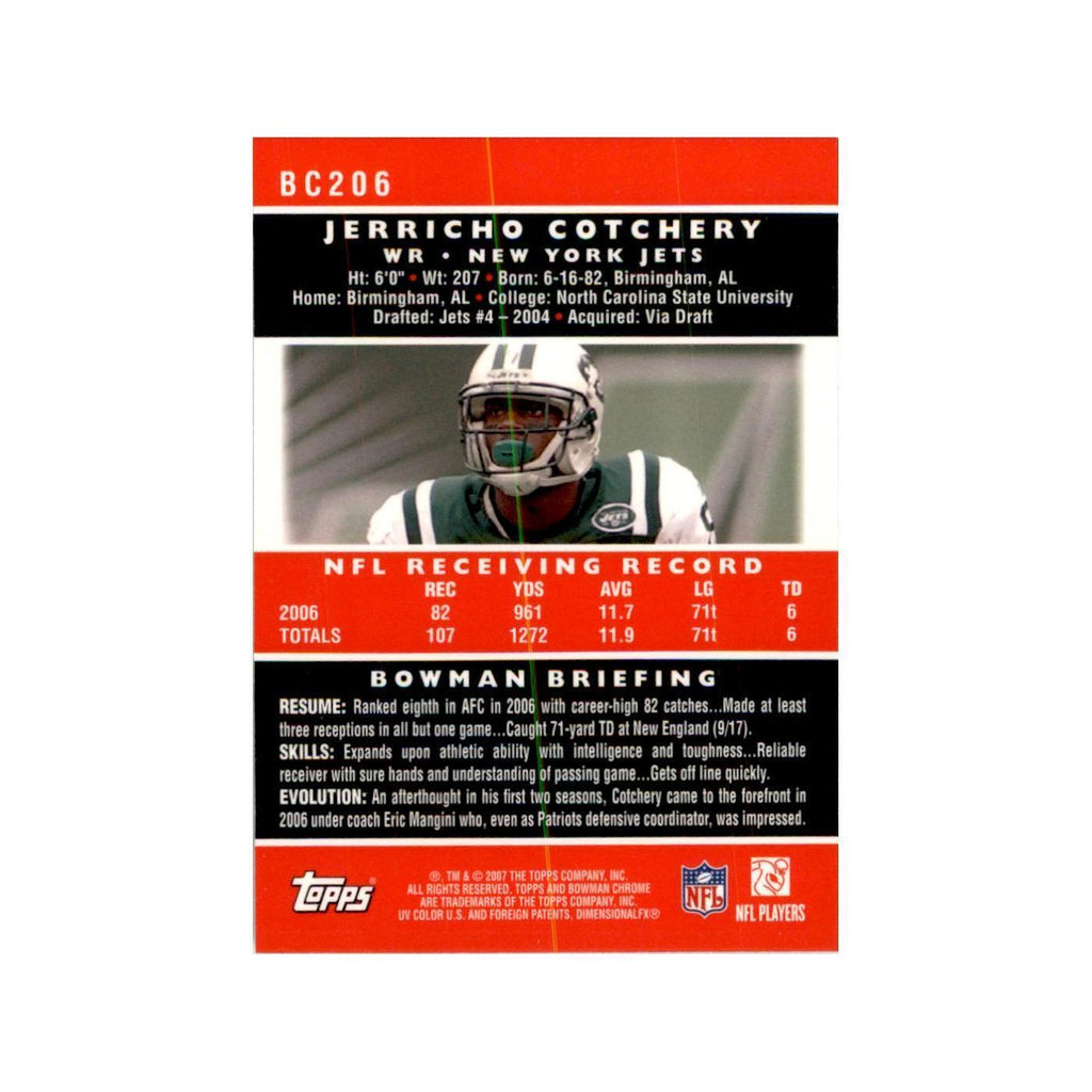 2007 Bowman Chrome Jerricho Cotchery Football Cards #206