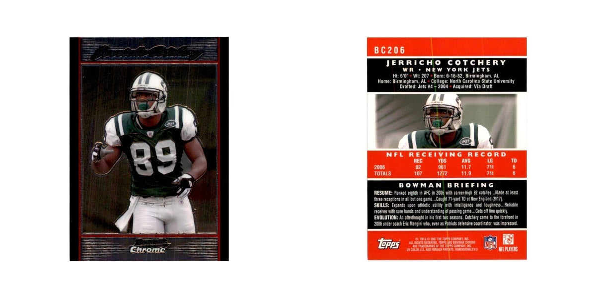 2007 Bowman Chrome Jerricho Cotchery Football Cards #206