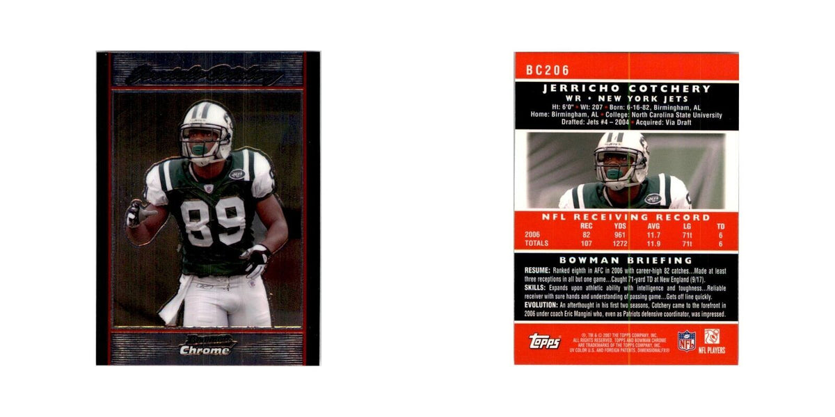2007 Bowman Chrome Jerricho Cotchery Football Cards #206