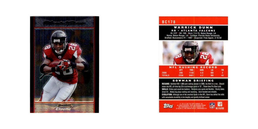 2007 Bowman Chrome Warrick Dunn Football Cards #178