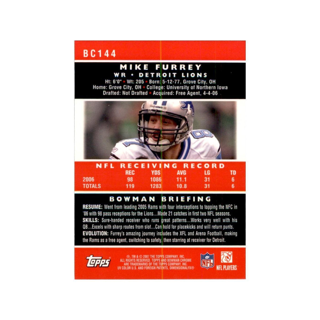 2007 Bowman Chrome Mike Furrey Football Cards #144