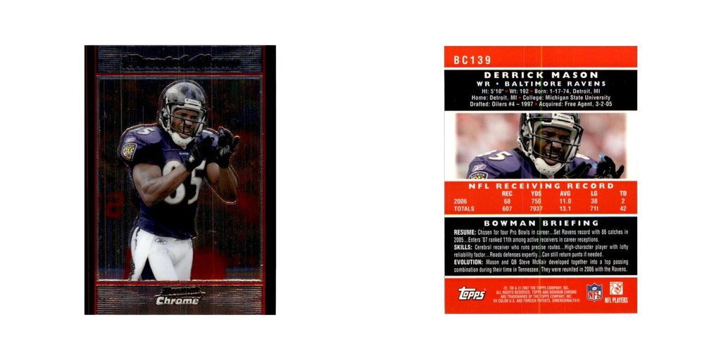 2007 Bowman Chrome Derrick Mason Football Cards #139