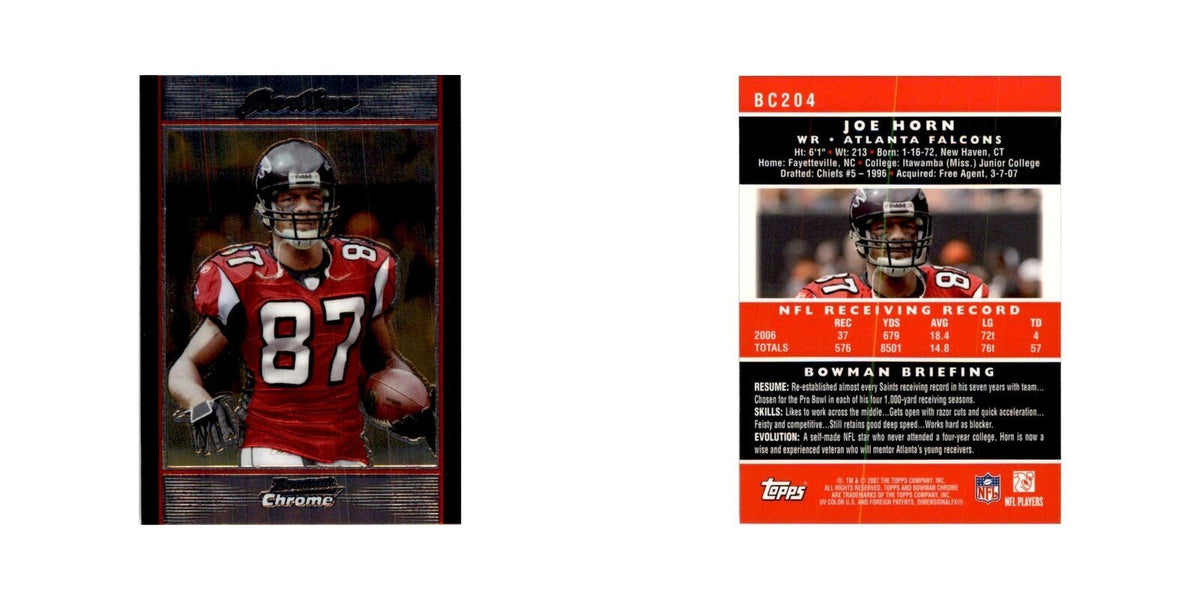 2007 Bowman Chrome Joe Horn Football Cards #204