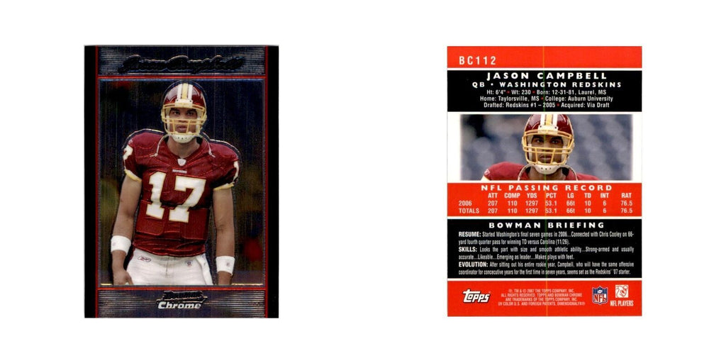 2007 Bowman Chrome Jason Campbell Football Cards #112