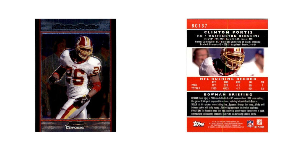 2007 Bowman Chrome Clinton Portis Football Cards #137