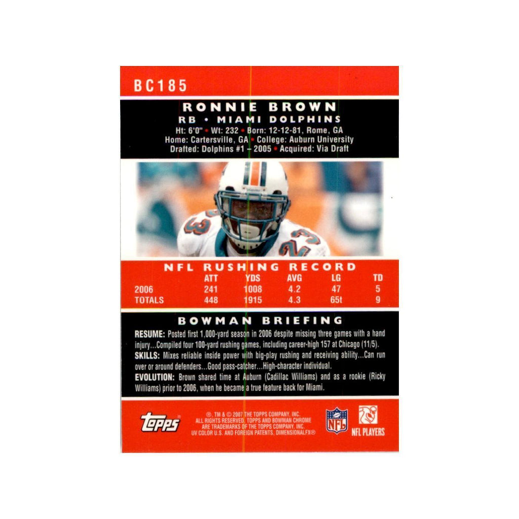 2007 Bowman Chrome Ronnie Brown Football Cards #185
